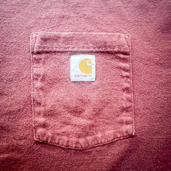 Carhartt T-Shirt M 4XL Short Sleeve Crewneck Original Fit Pocket Dark Maroon - Picture 5 of 9